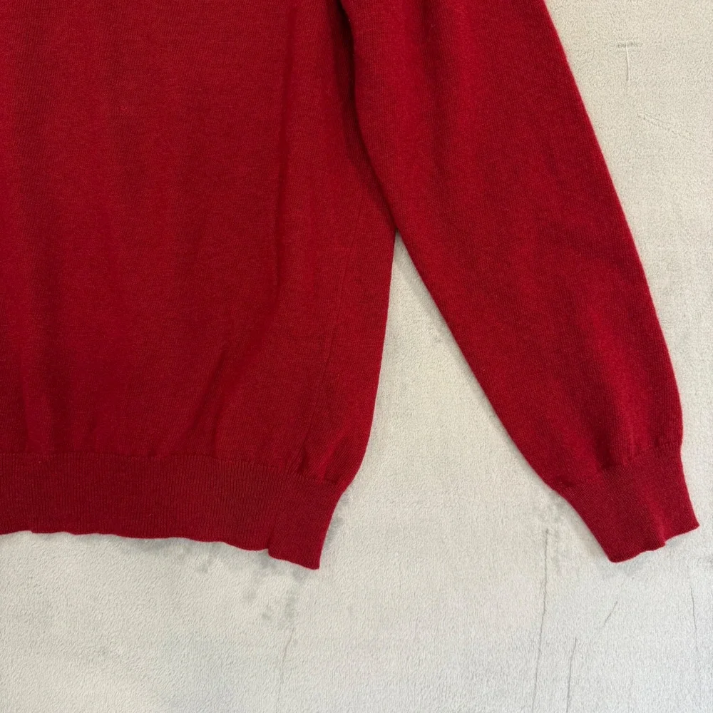 Barbour V-Neck Sweater Wool Mens Size XL Red Long Sleeve Embroidered Logo